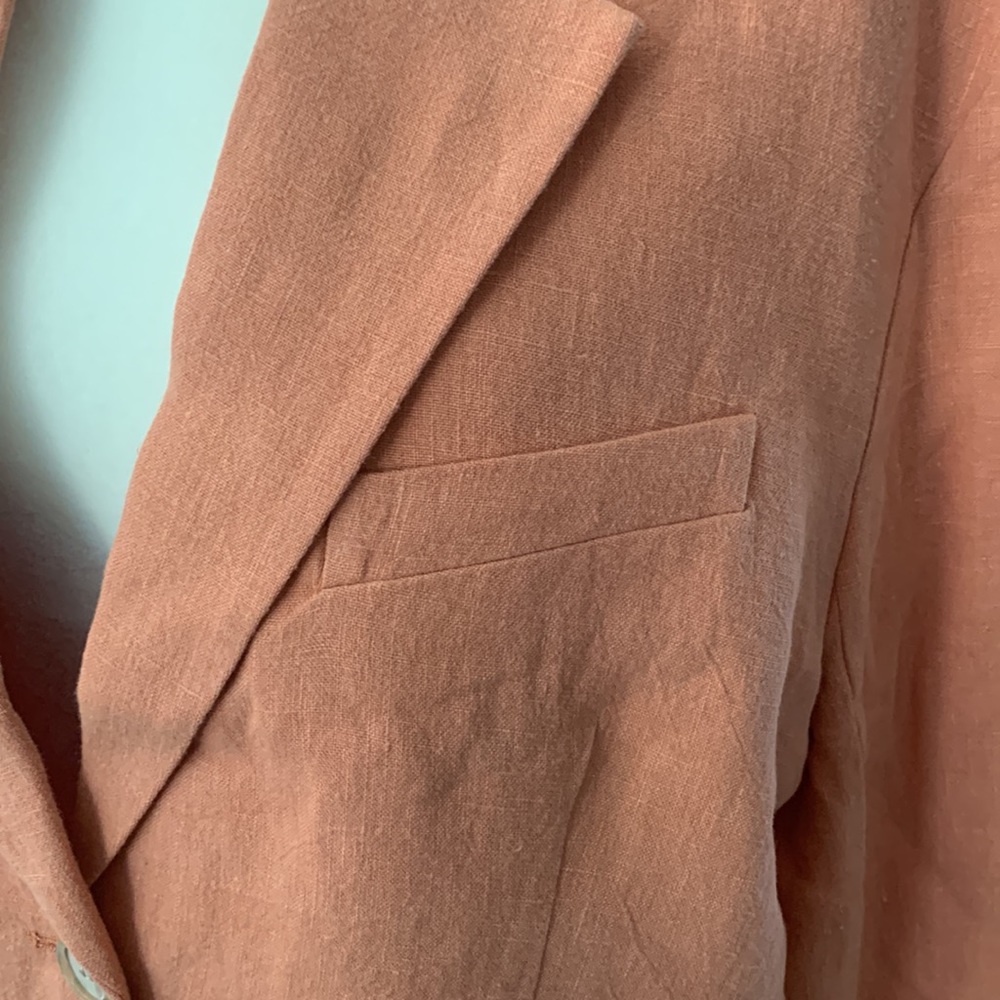 NWT H&M Premium Collection Coral/Orange Linen Blazer - Picture 8 of 13